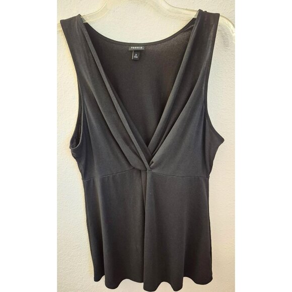 Torrid Black Surplice Neckline V Neck Sleeveless Modal Tunic Top Size 2X EUC - Picture 2 of 7